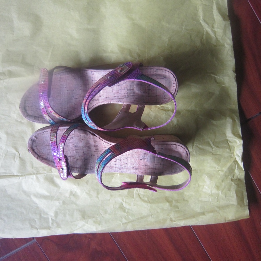 Vanelli Multi Color Wedge Leather  Sandles